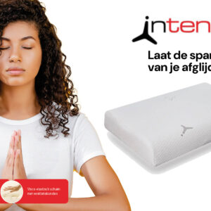 Het Intense Smartfoam kussen van Gezondheidskussen is ergonomisch ontworpen met een nekrol contour ondersteuning en is in hoogte verstelbaar met een losse Smartfoam plaat onder het kussen.