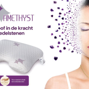 Het Amethyst Smartfoam kussen van Gezondheidskussen is ergonomisch ontworpen met een nek contour uitsparing en ideaal voor zijslapers.